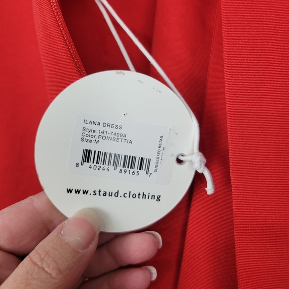 NWT STAUD Ilana A-Line Maxi Dress in Poinsettia Red Size Medium - Picture 11 of 13